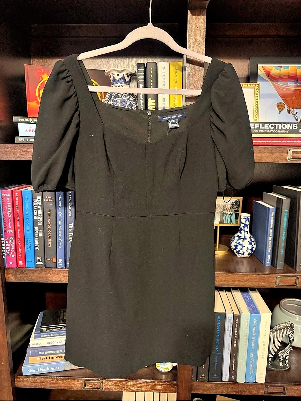 French Connection Berina Whisper Puff Sleeve Dress Black 8